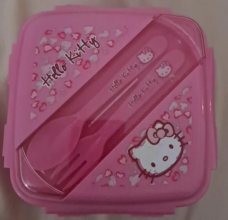 Hello Kitty Pink Lunch Box with Cutlery