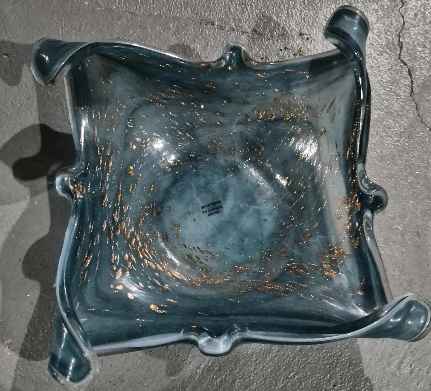 Decorative Glass Bowl with Gold Flecks
