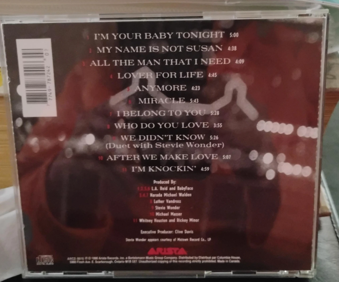 Whitney Houston I'm Your Baby Tonight CD