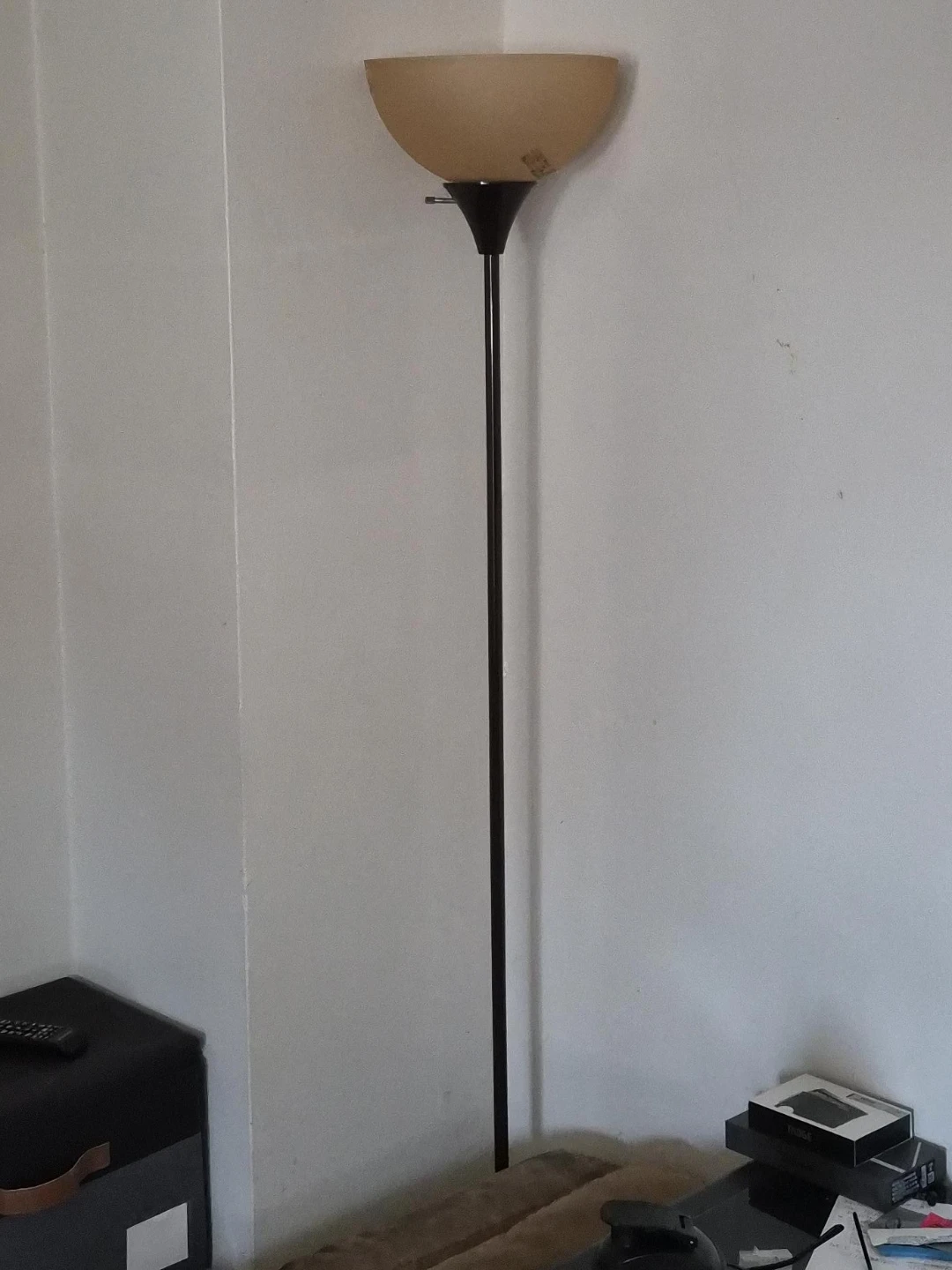 Corner Floor Lamp with Tan Shade