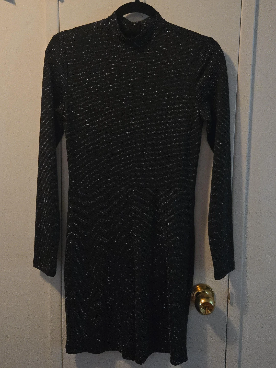 Sparkly Black Mock Neck Dress