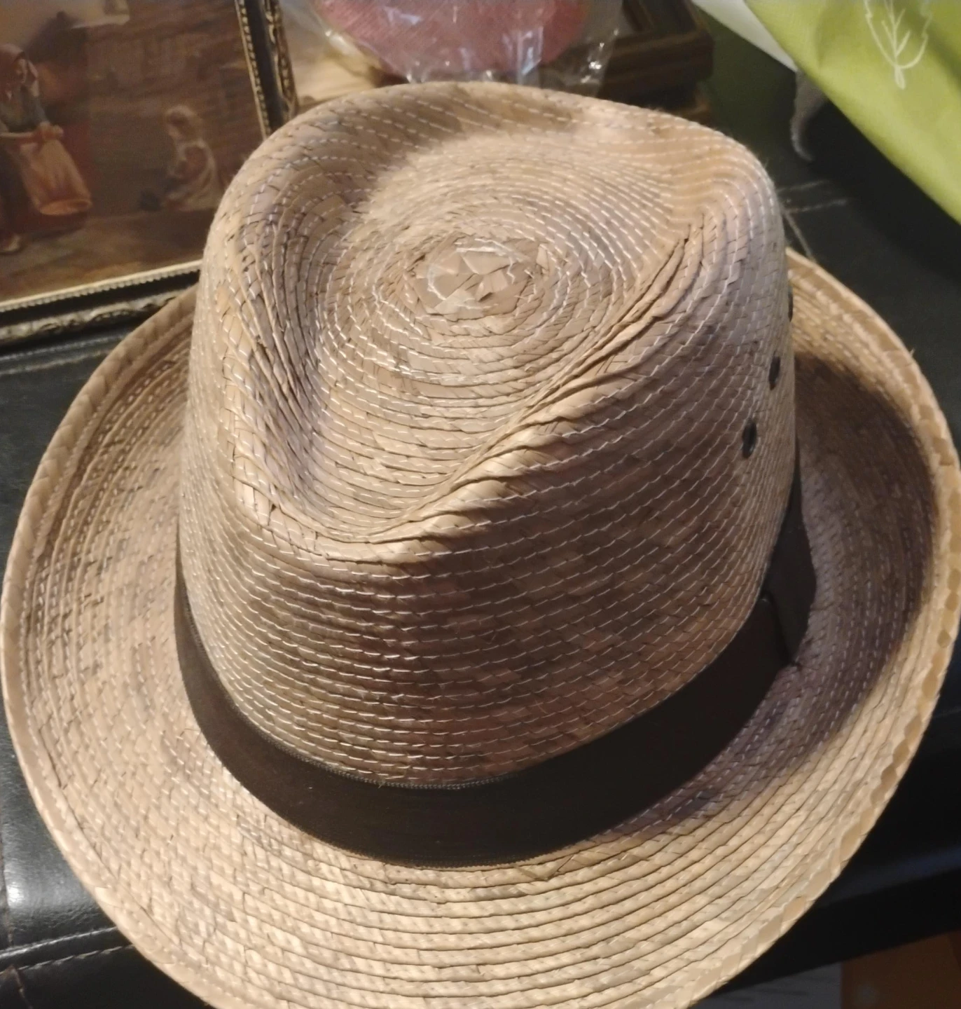 Straw Fedora Hat Size 58  (Mexico)