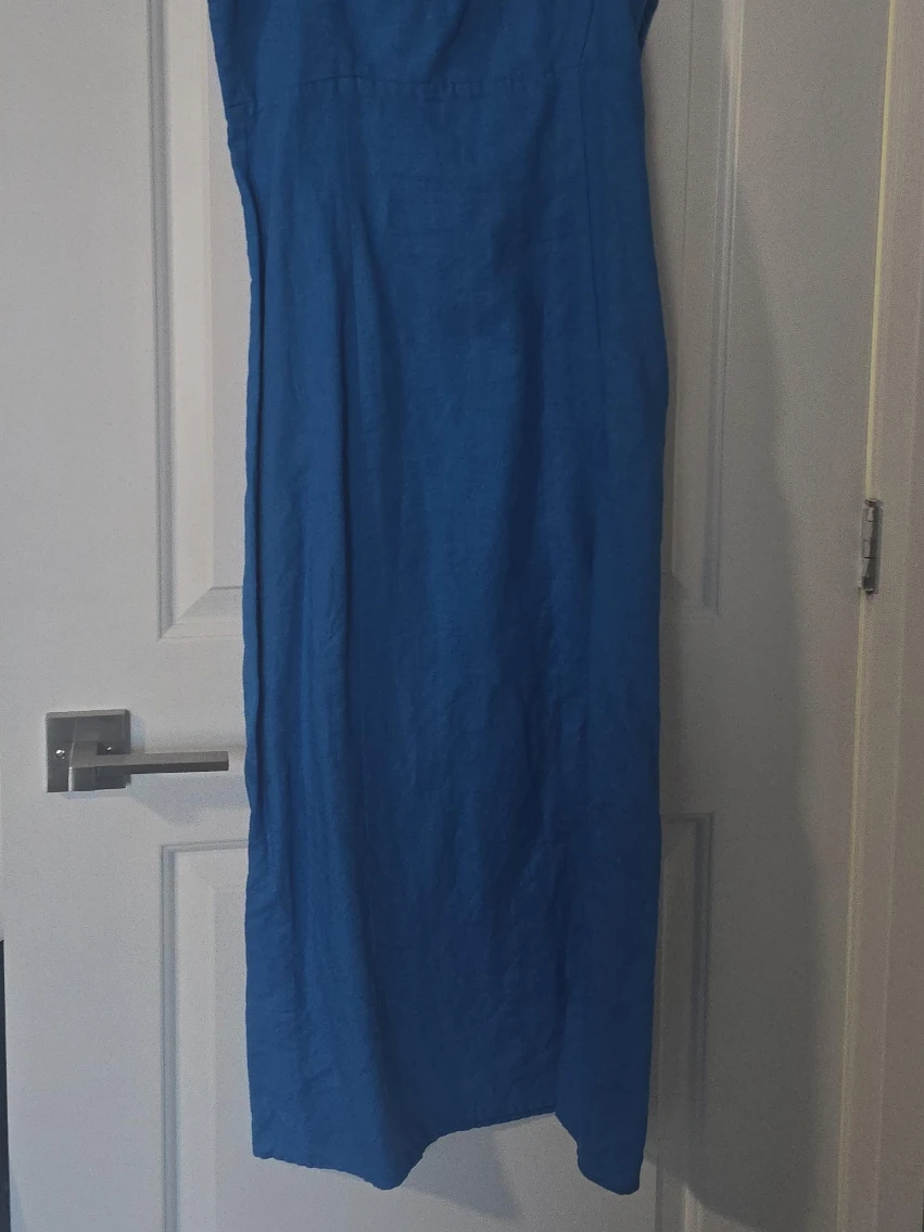 Blue Linen Midi Dress - Zara