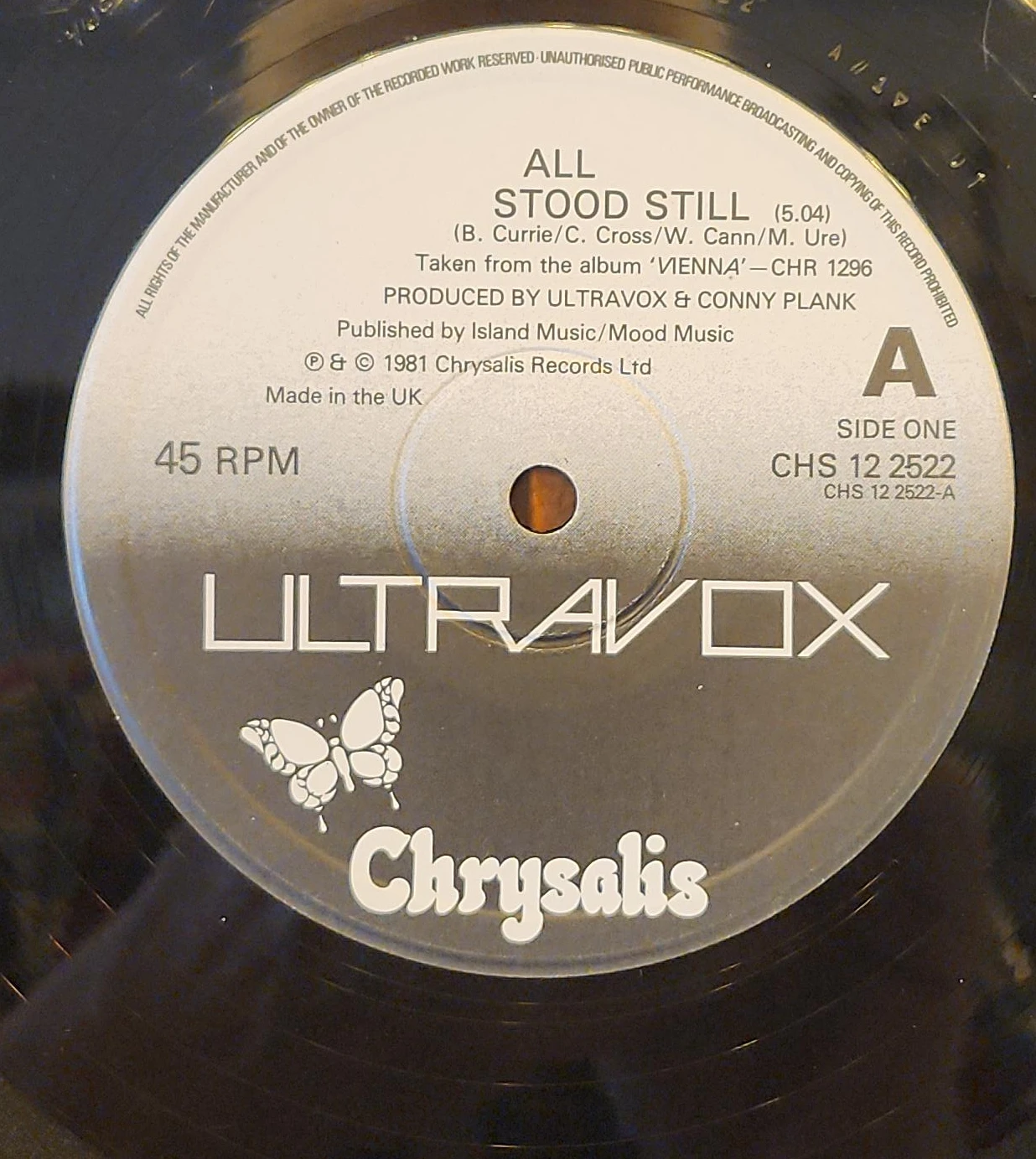 Ultravox All Stood Still 12" Vinyl 45 RPM Single