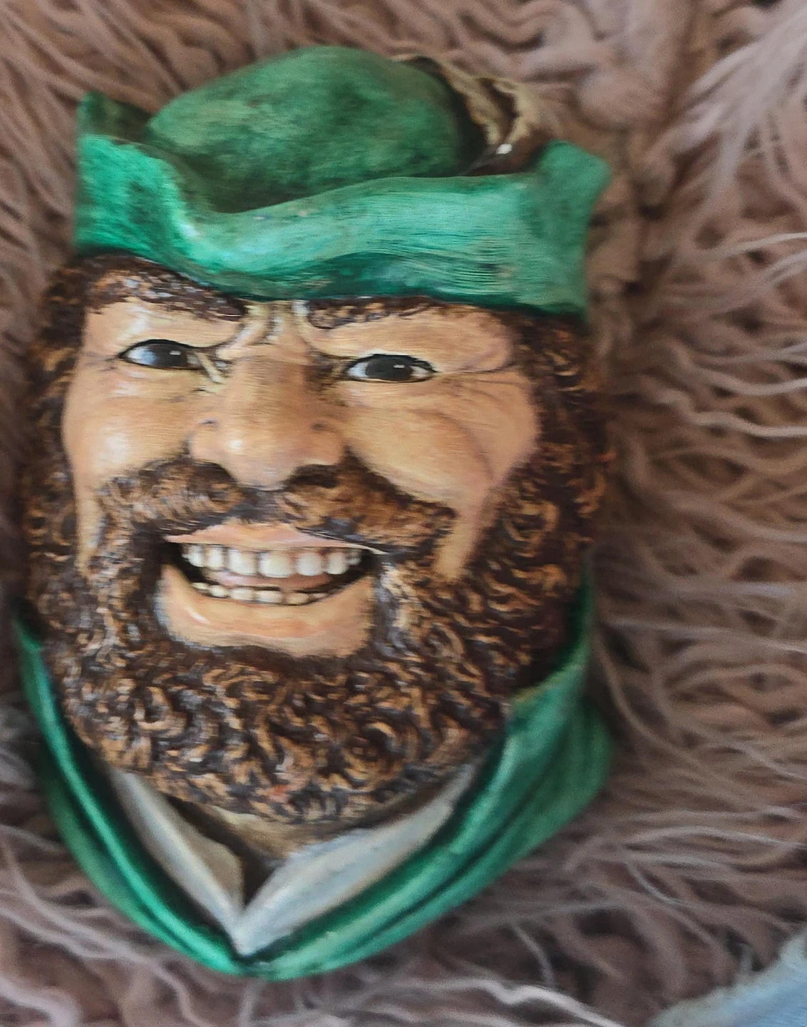 Hand Carved Bearded Man Figurine