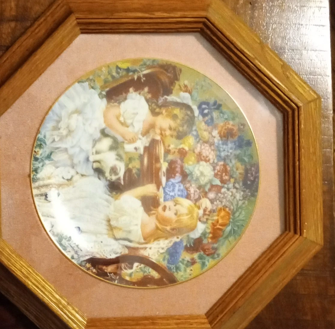 Decorative Plate with Children and Flowers