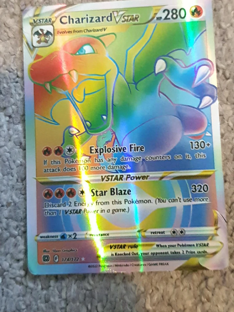Charizard VSTAR Rainbow Rare Pokemon Card 174/172 FAKE!!!