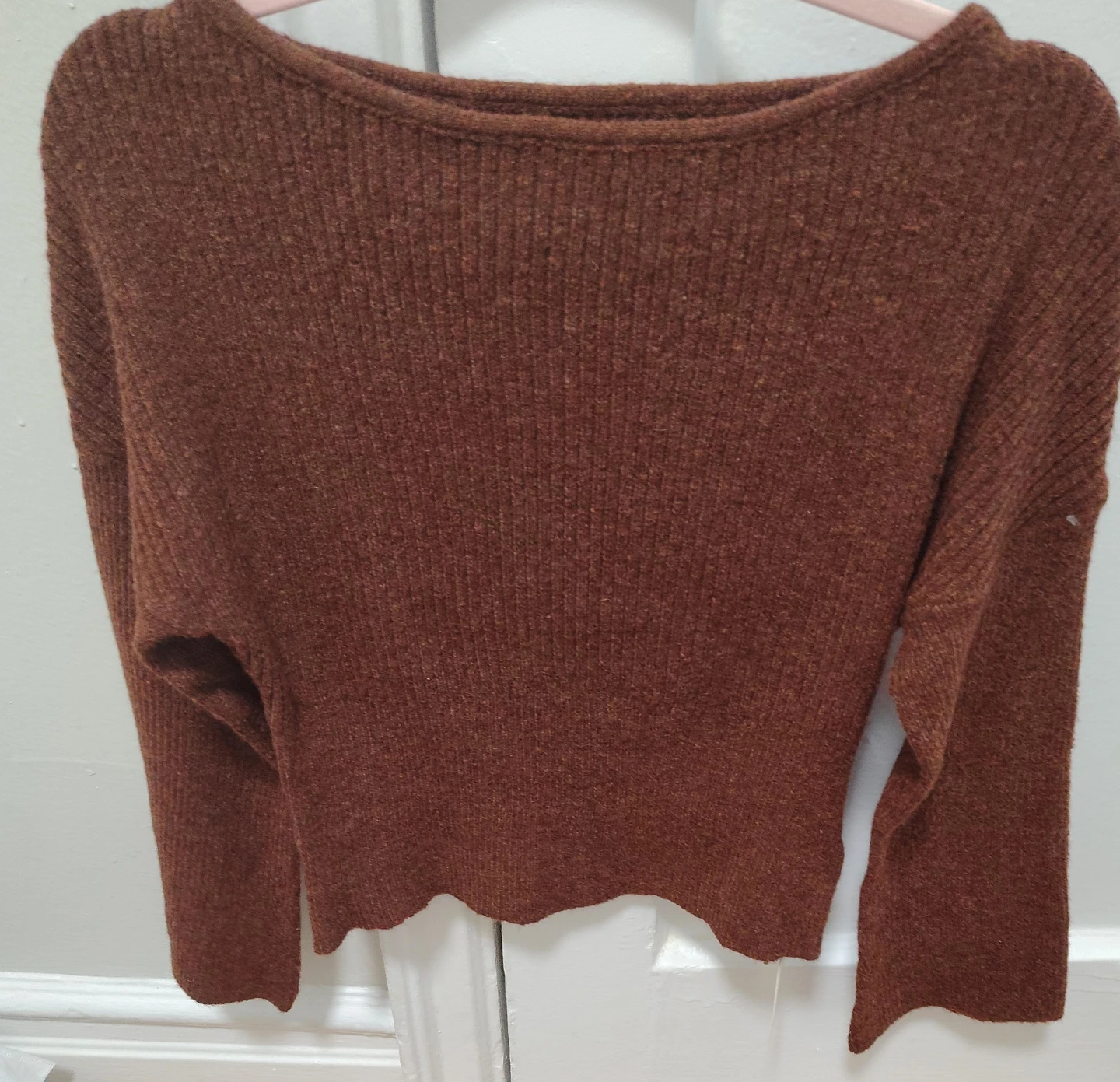 Brown Ribbed Long Sleeve Sweater The COMMENSE
