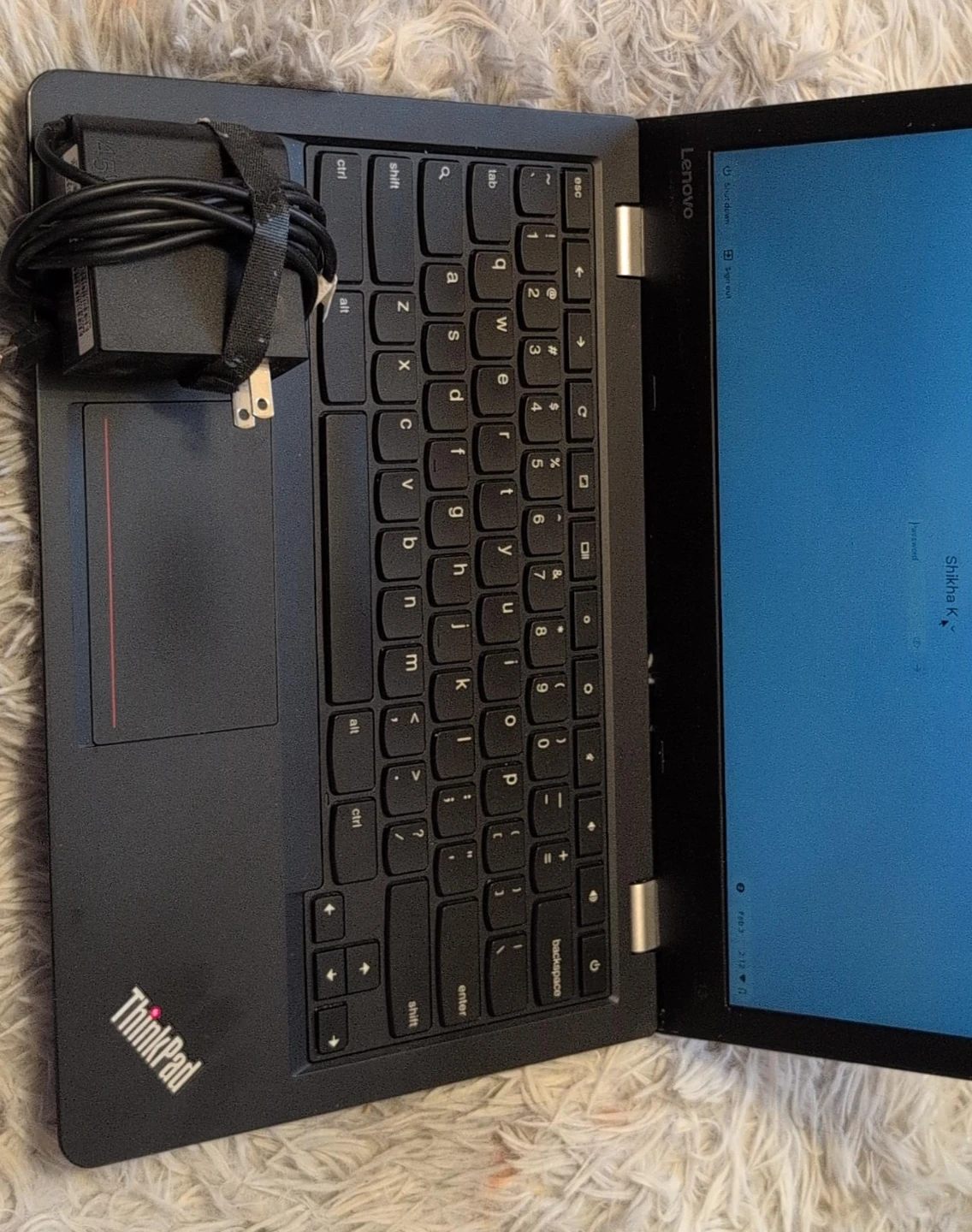 Lenovo ThinkPad Chromebook Laptop with Power Adapter