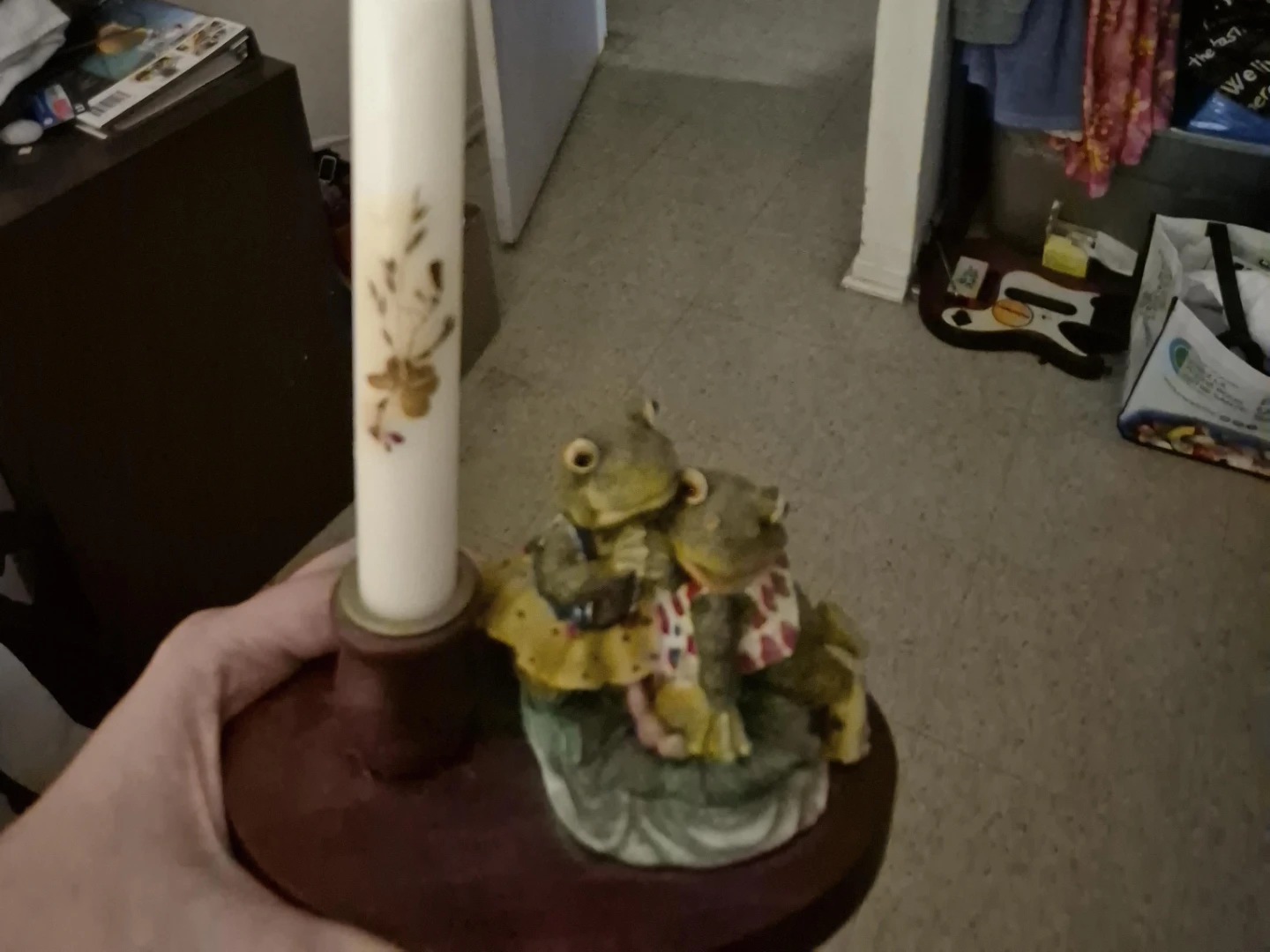 Candle Holder with Two Frogs