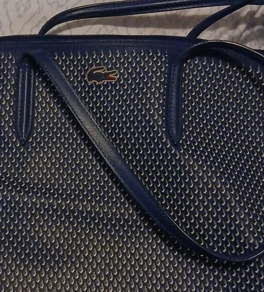 Lacoste Navy Tote Bag with Pattern
