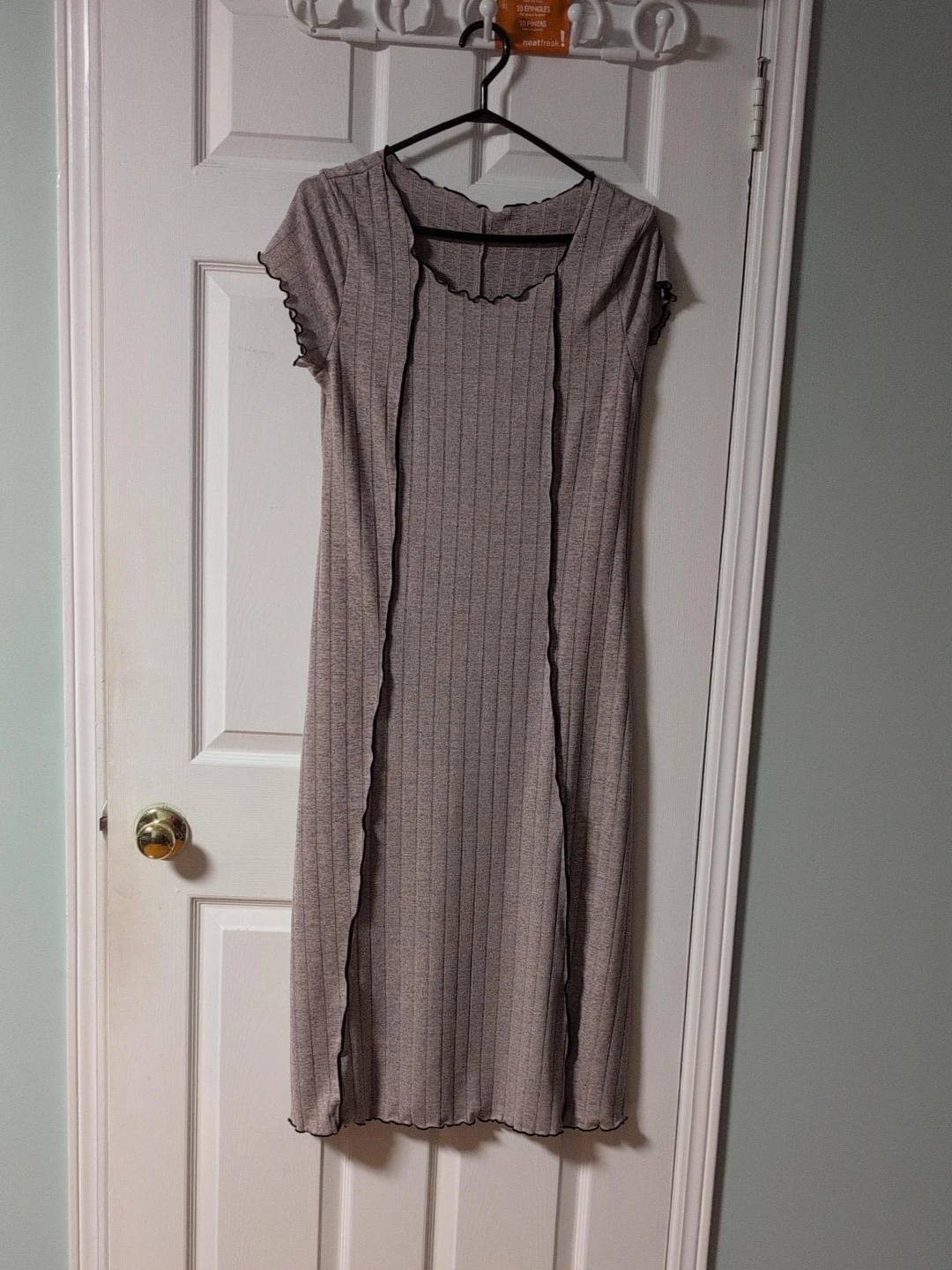 Ribbed Knit Dress with Lettuce Trim