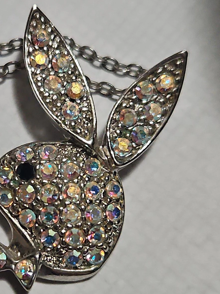 Playboy Bunny Necklace with Rhinestones