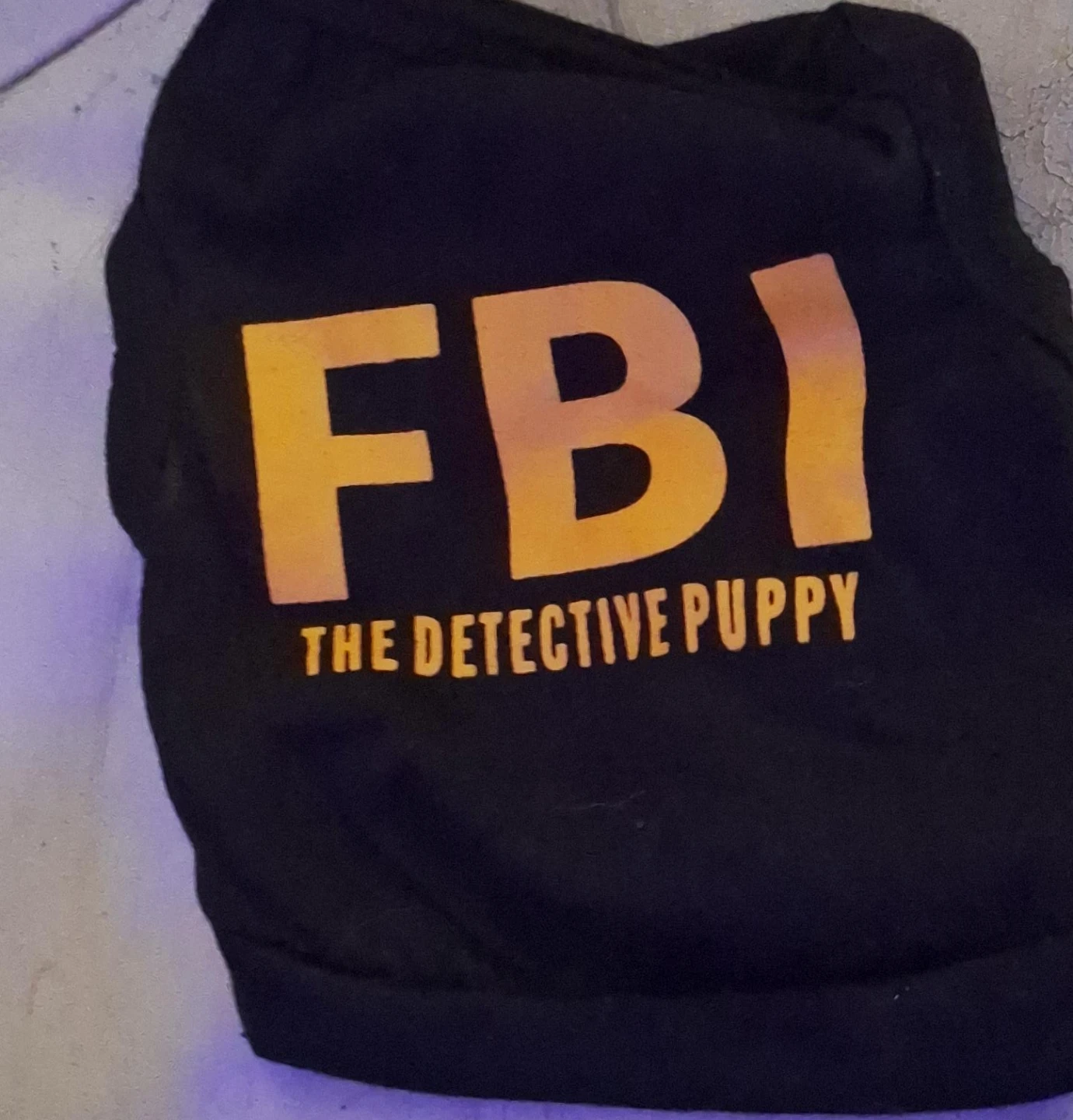 Black Pet T-Shirt "FBI The Detective Puppy" - Size XS