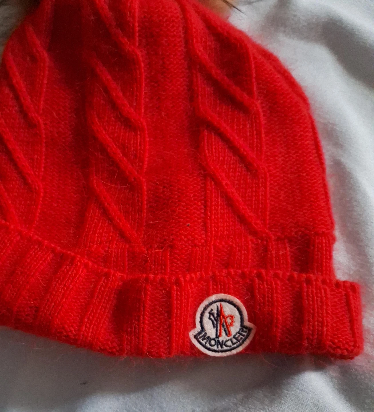 Moncler Red Pom Pom Beanie