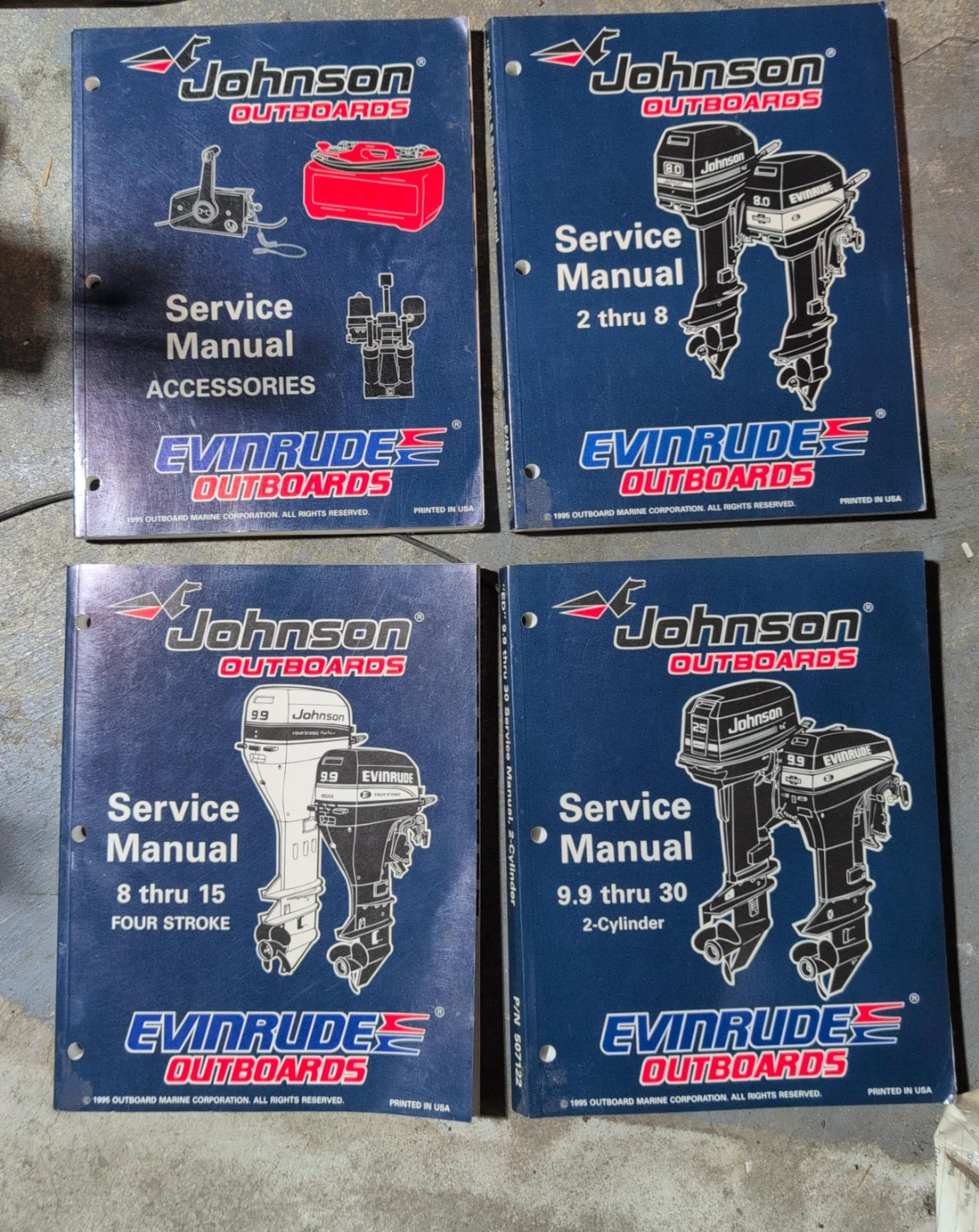 Johnson Evinrude Outboards Service Manuals (Lot of 4)
