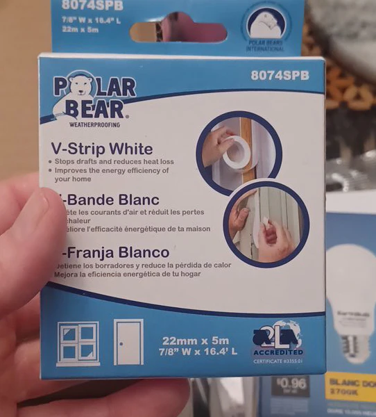 Polar Bear V-Strip White Weatherproofing Tape 5m