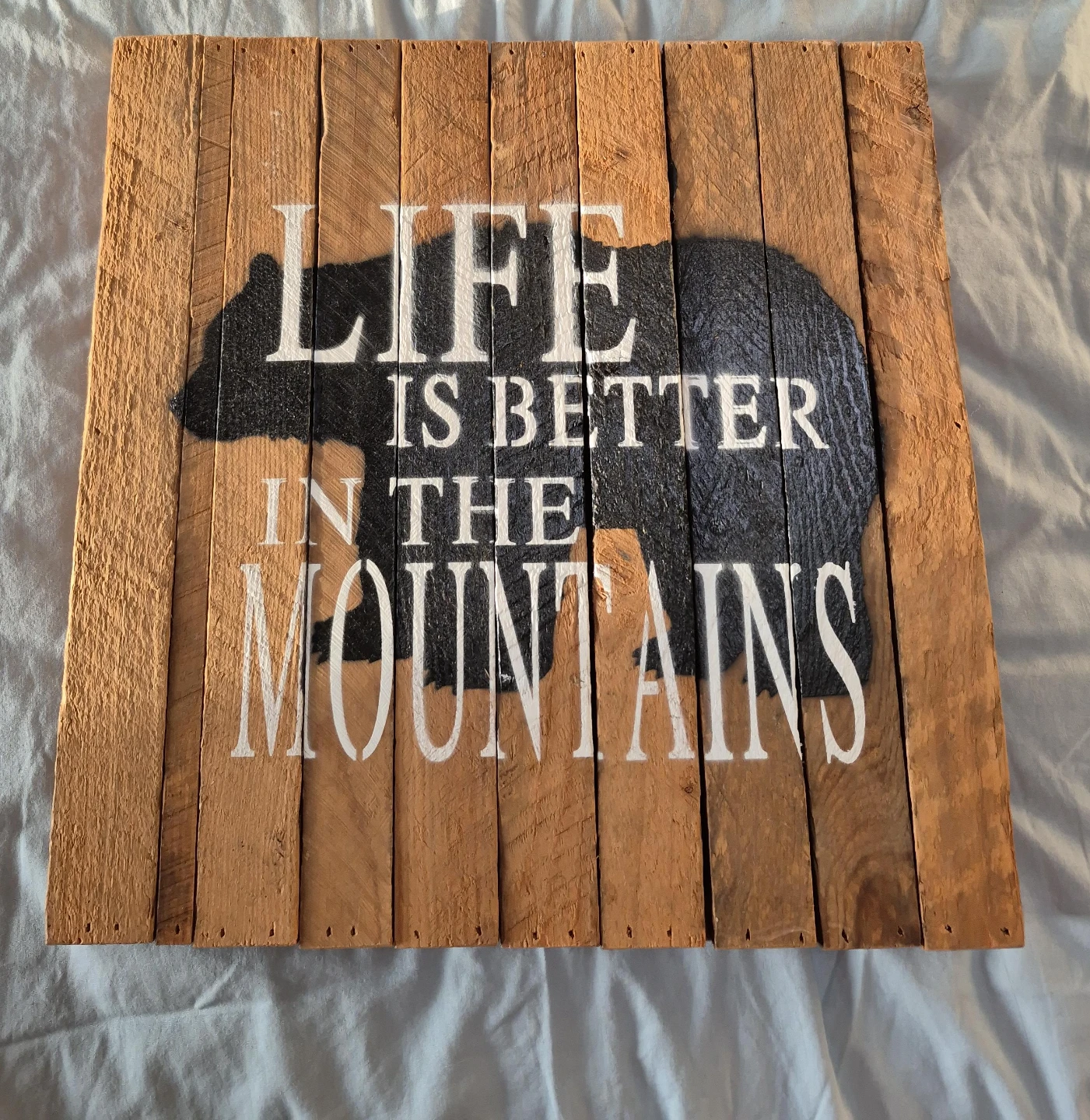 Wooden Wall Sign "Life Is Better In The Mountains"