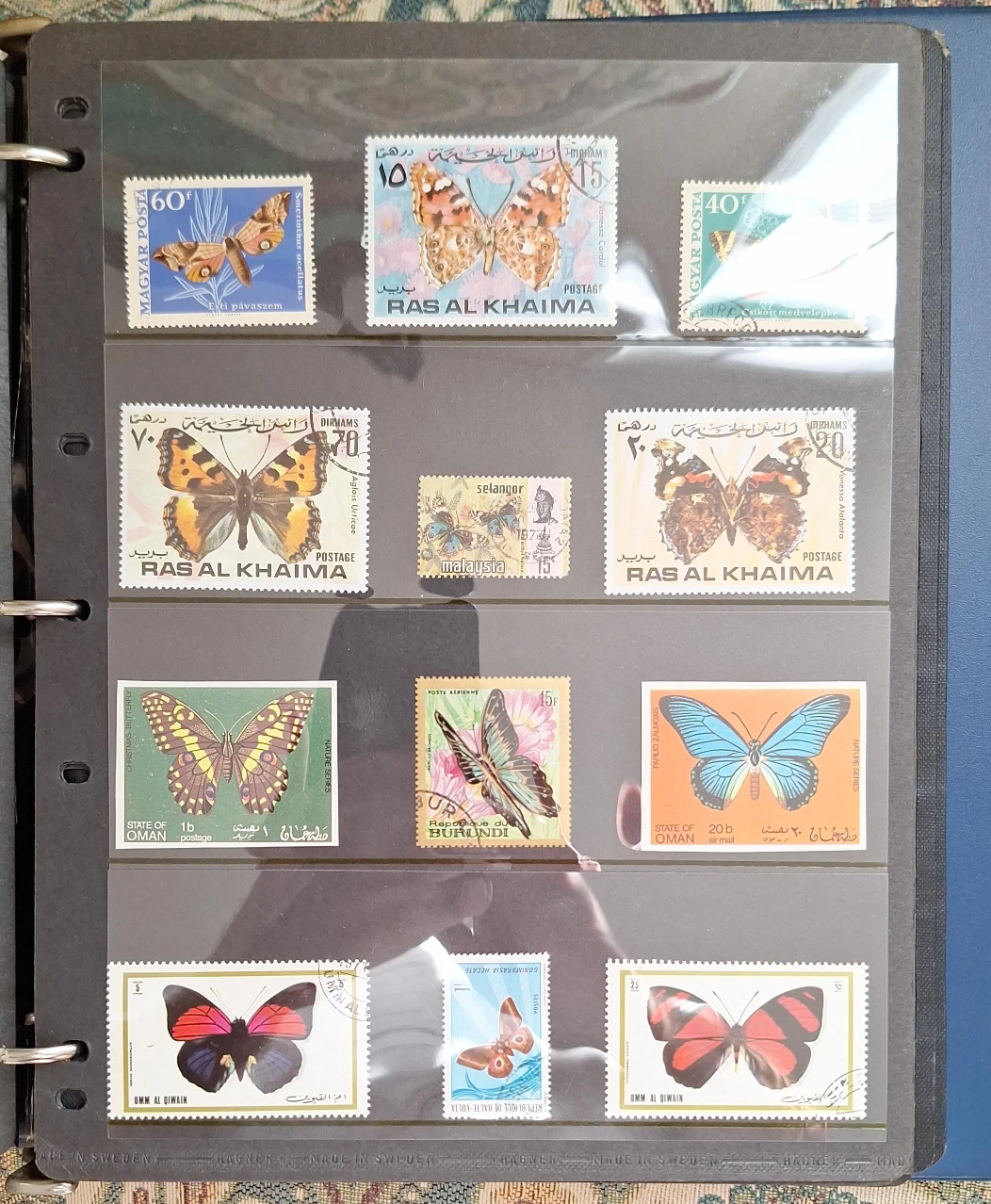 Lot of 9 Butterfly & Moth Postage Stamps