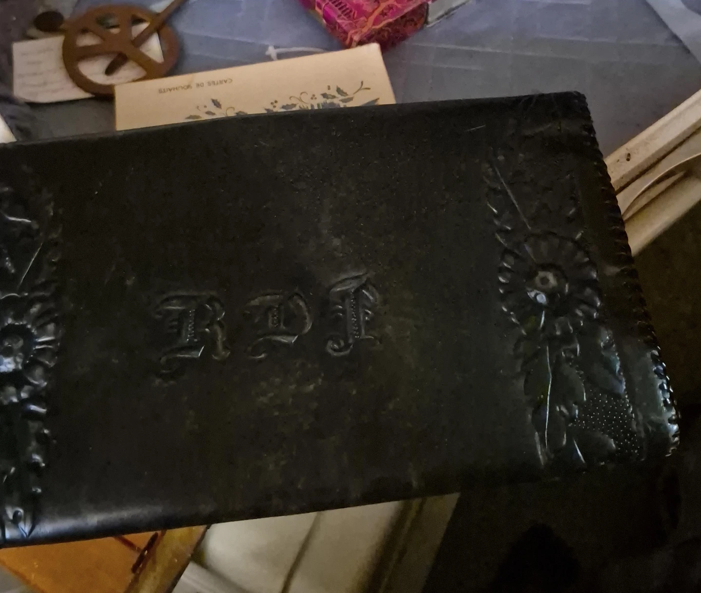 Vintage Embossed Leather Clutch Wallet