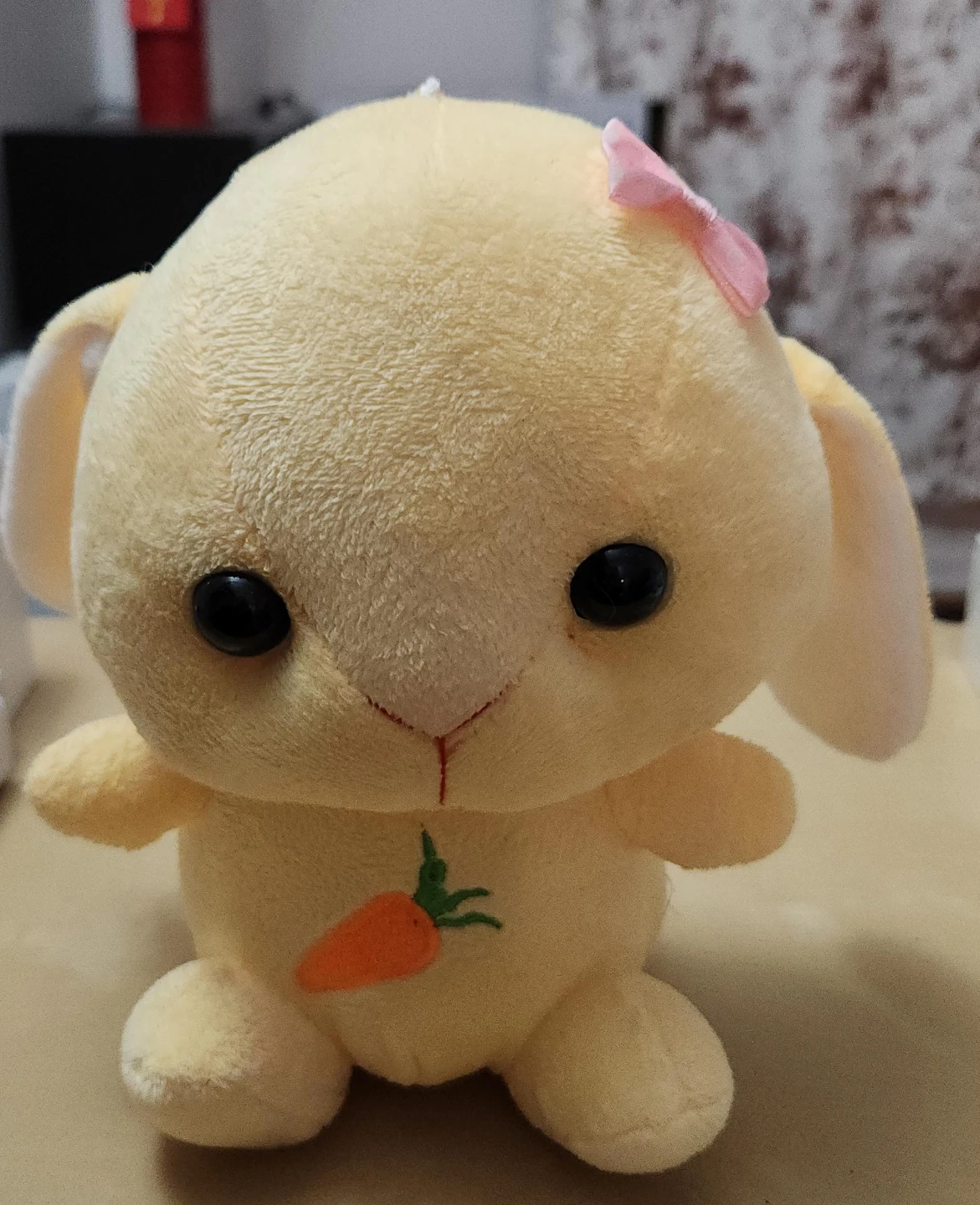 Plush Bunny with Carrot and Pink Bow