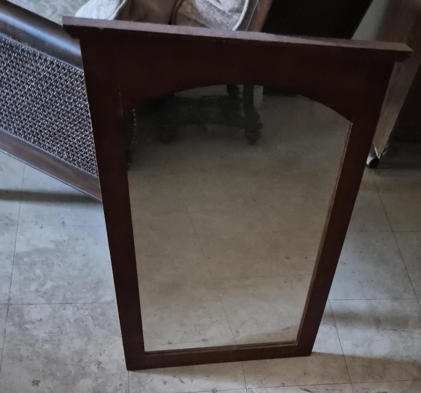 Wooden Framed Arch Top Mirror