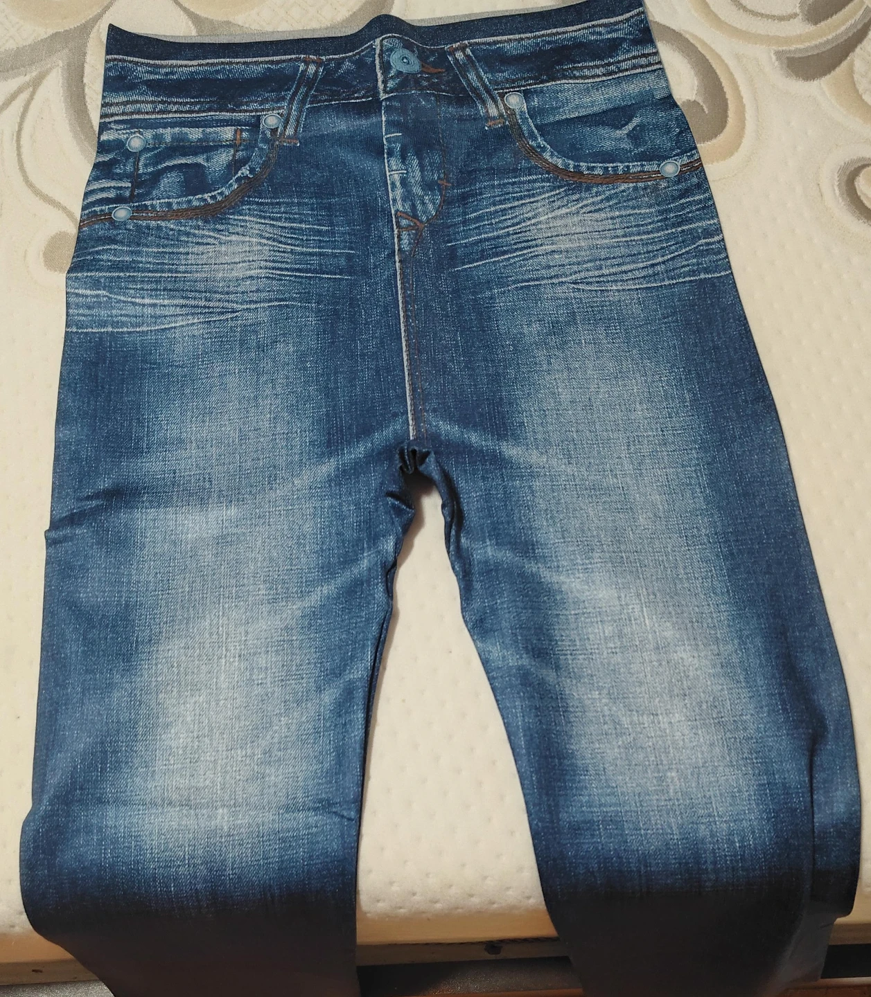 Blue Denim Print Leggings