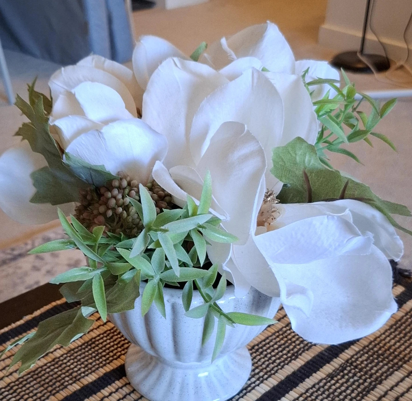 White Magnolia  in Urn Vase