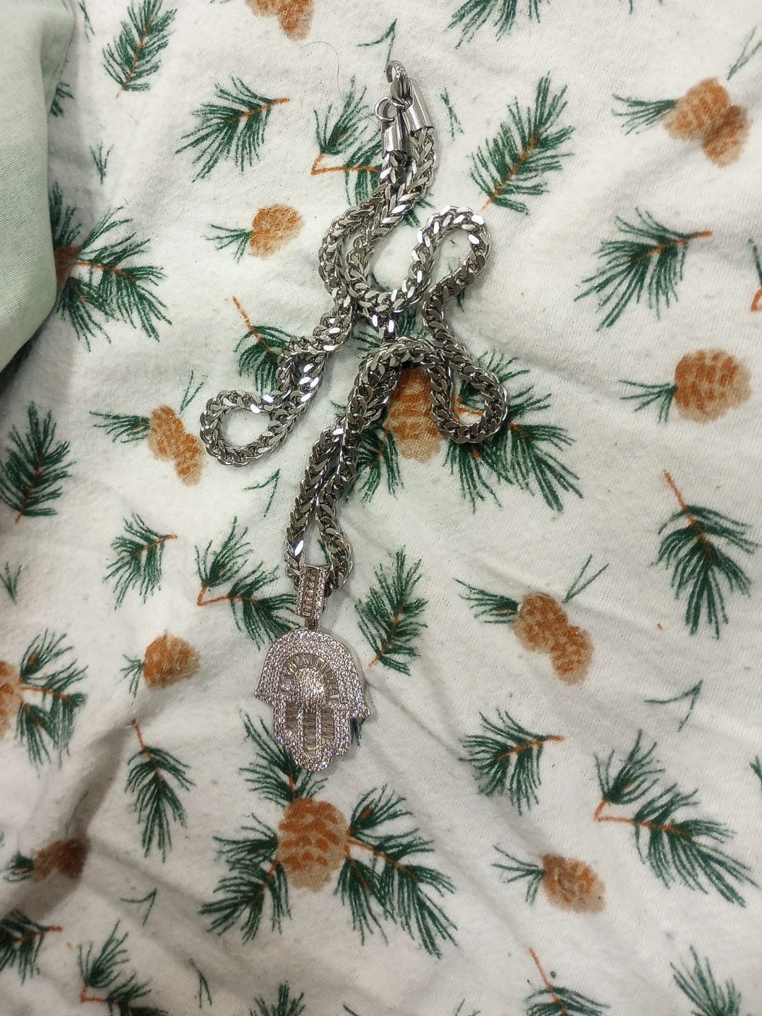 Hamsa Hand Pendant With Franko Chain Necklace