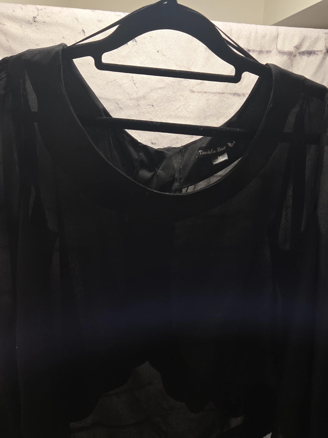 Black Sheer Button-Up Blouse