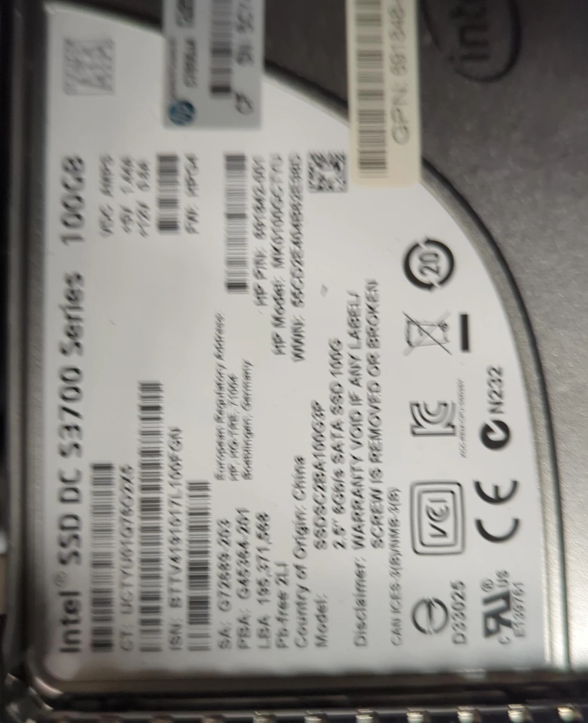 Intel SSD DC S3700 Series 100GB 2.5" SATA SSD