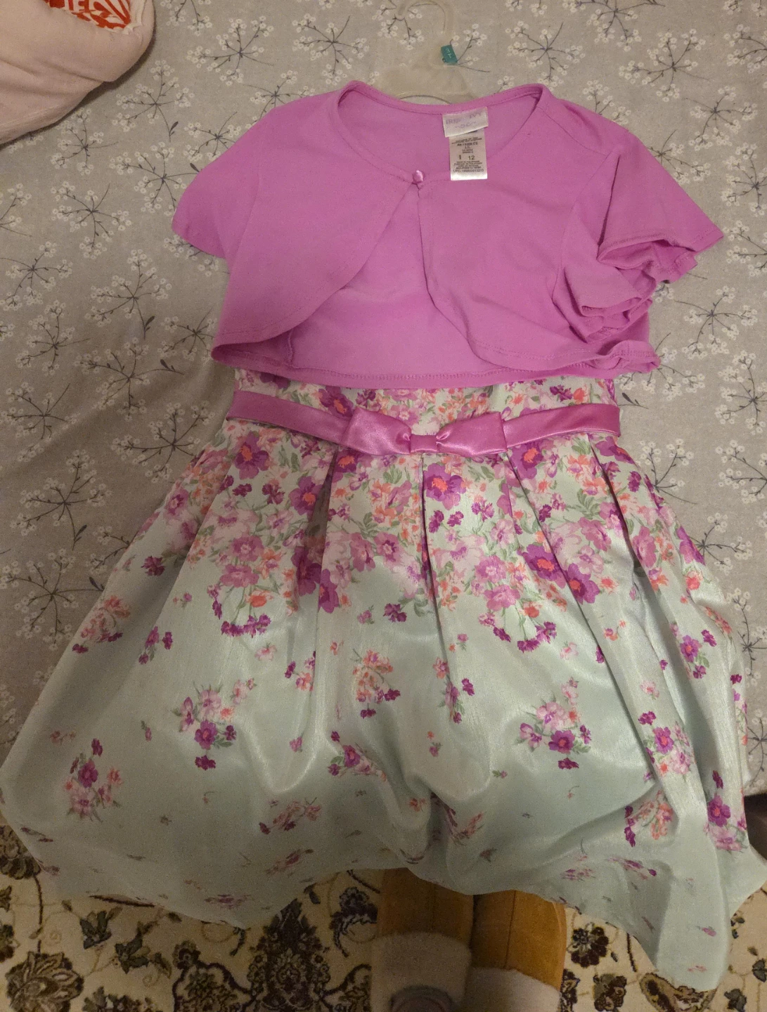 Girls Floral Dress with Pink Bolero - Size 12