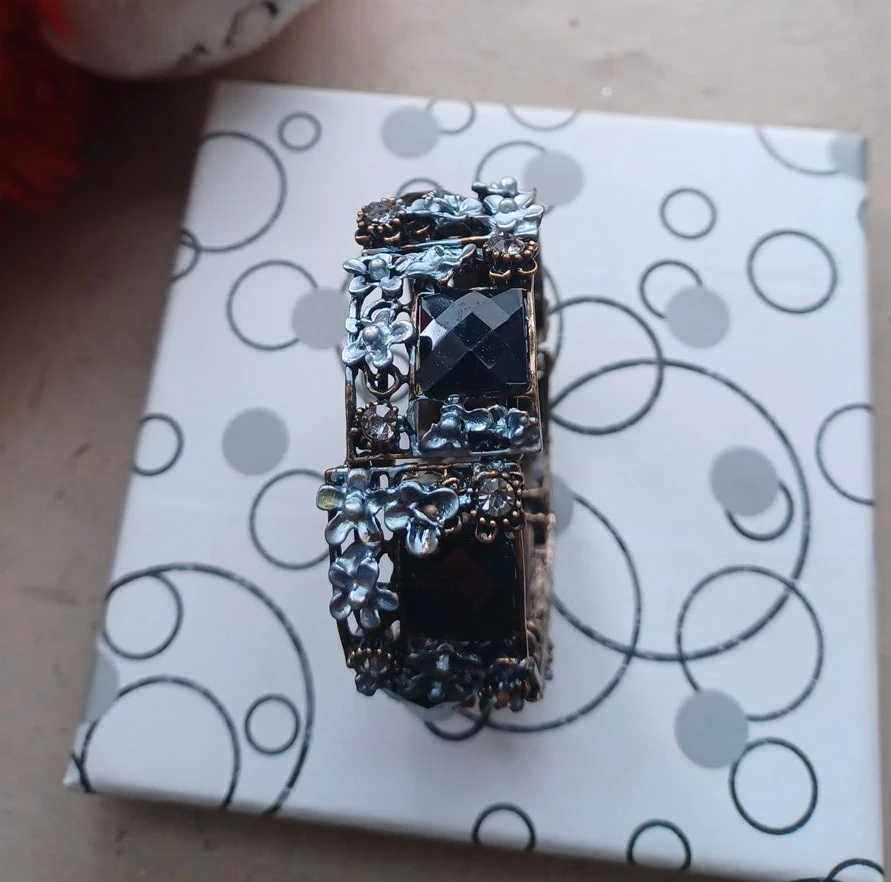 Statement Cuff Bracelet with Black Gems