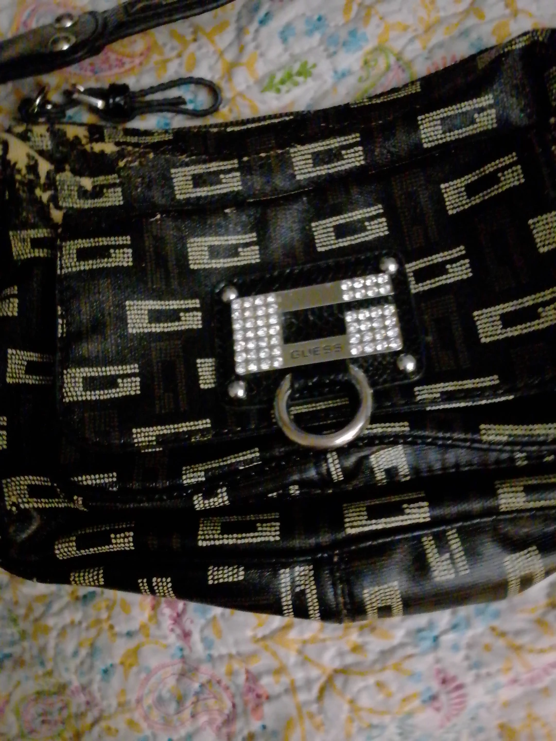Guess Black Monogram Shoulder Bag