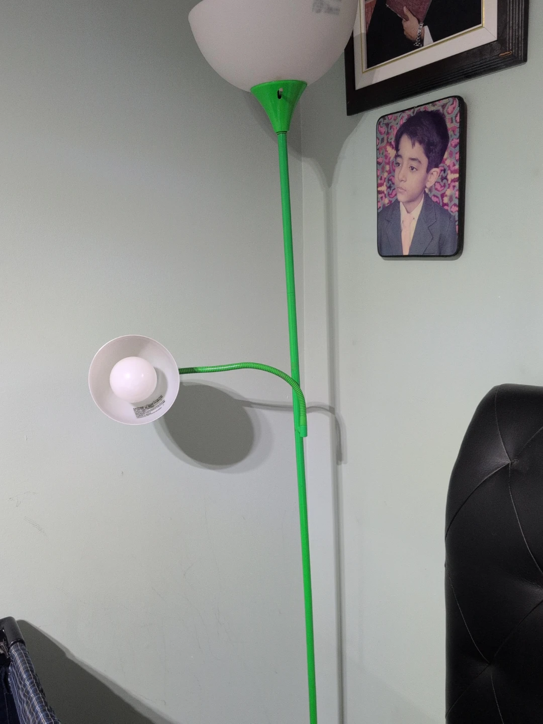 Green Floor Lamp with Adjustable Reading Light