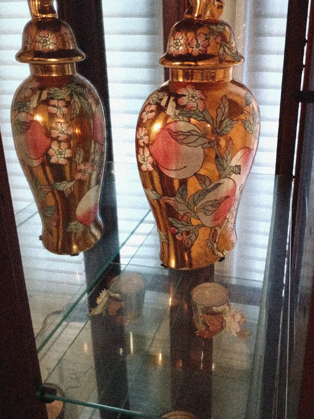 Decorative Vases with Peaches and Flowers