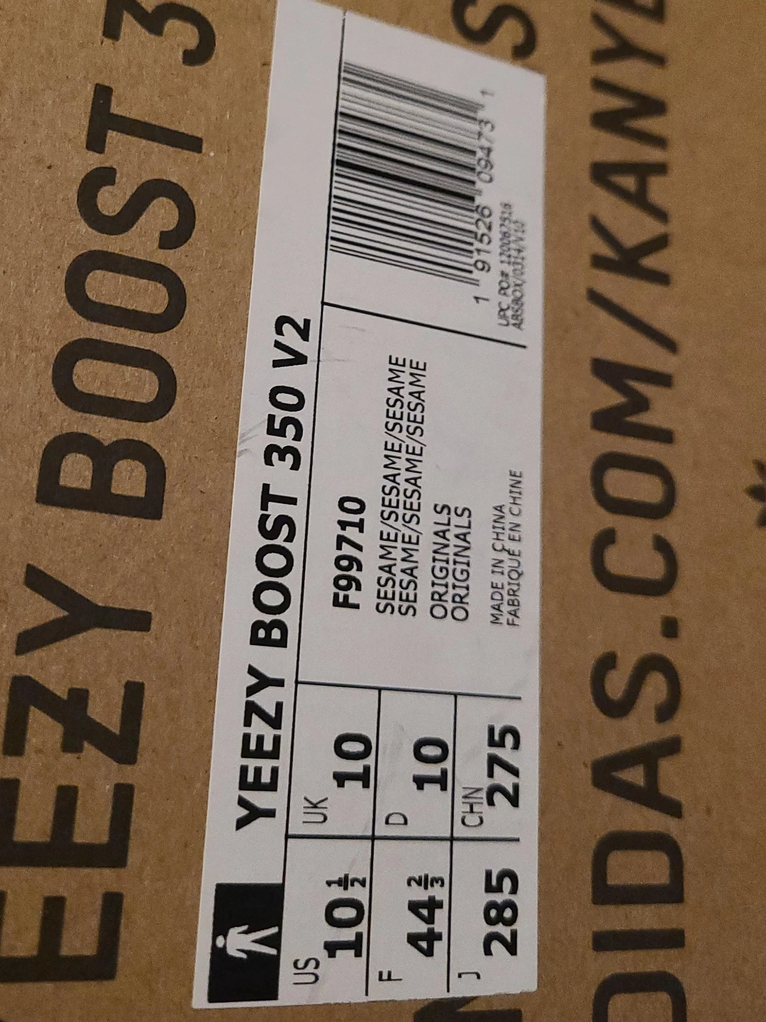 Adidas Yeezy Boost 350 V2 Sesame UK 10 brand new never worn