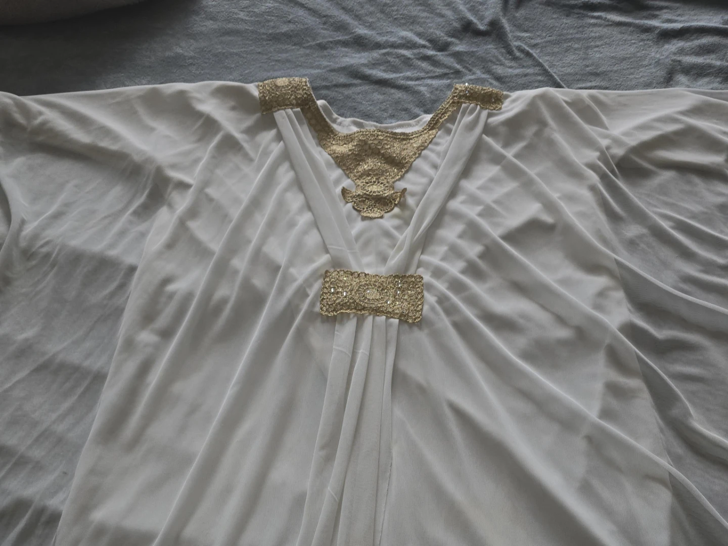 White Kaftan with Gold Embellishments