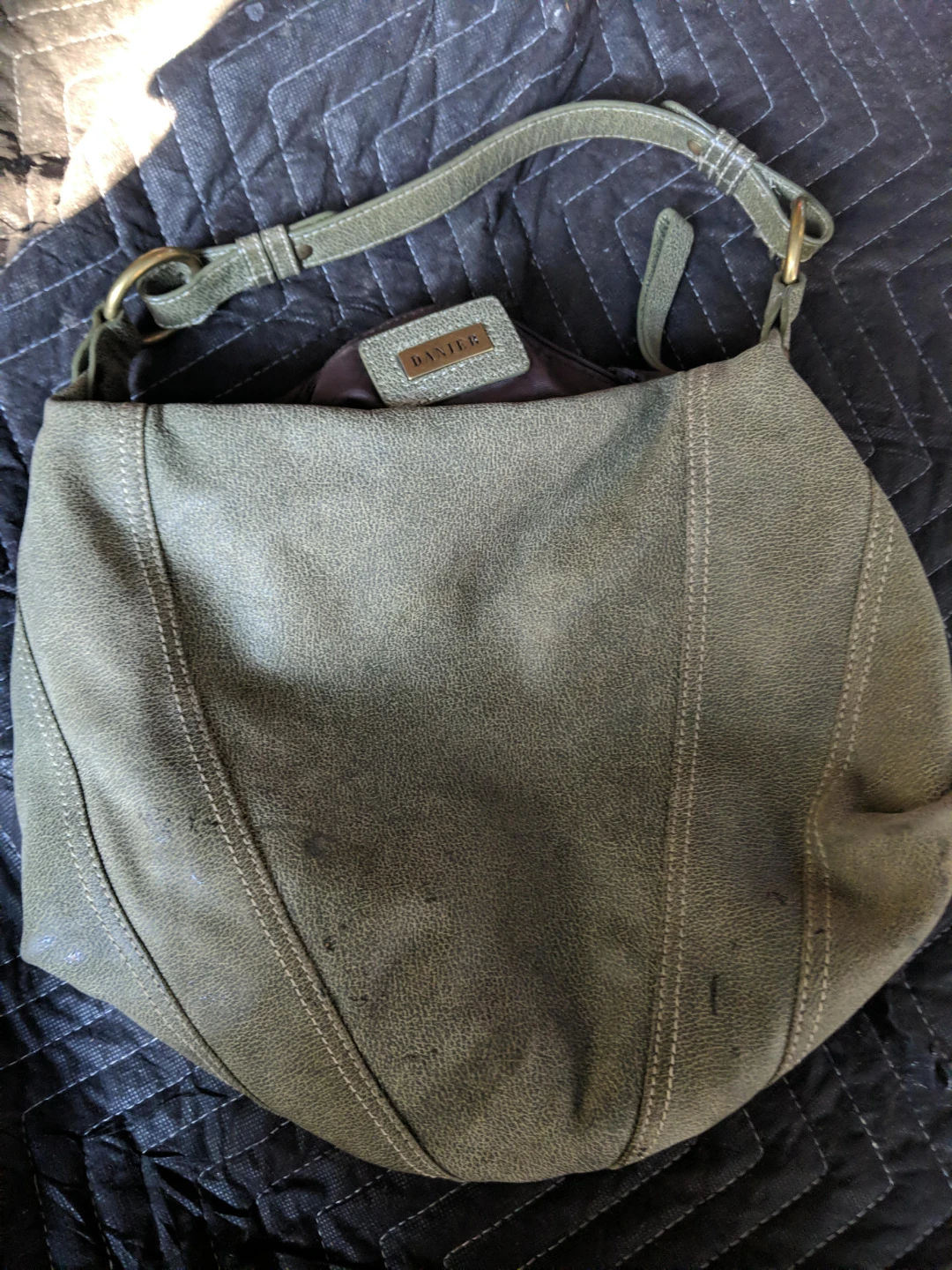 Danier Olive Green Leather Hobo Bag