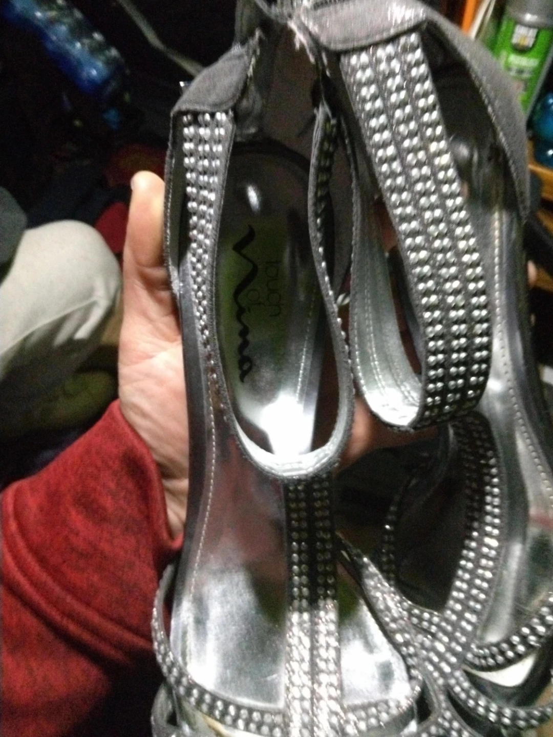 Nina "Touch" Silver Embellished Heeled Sandals