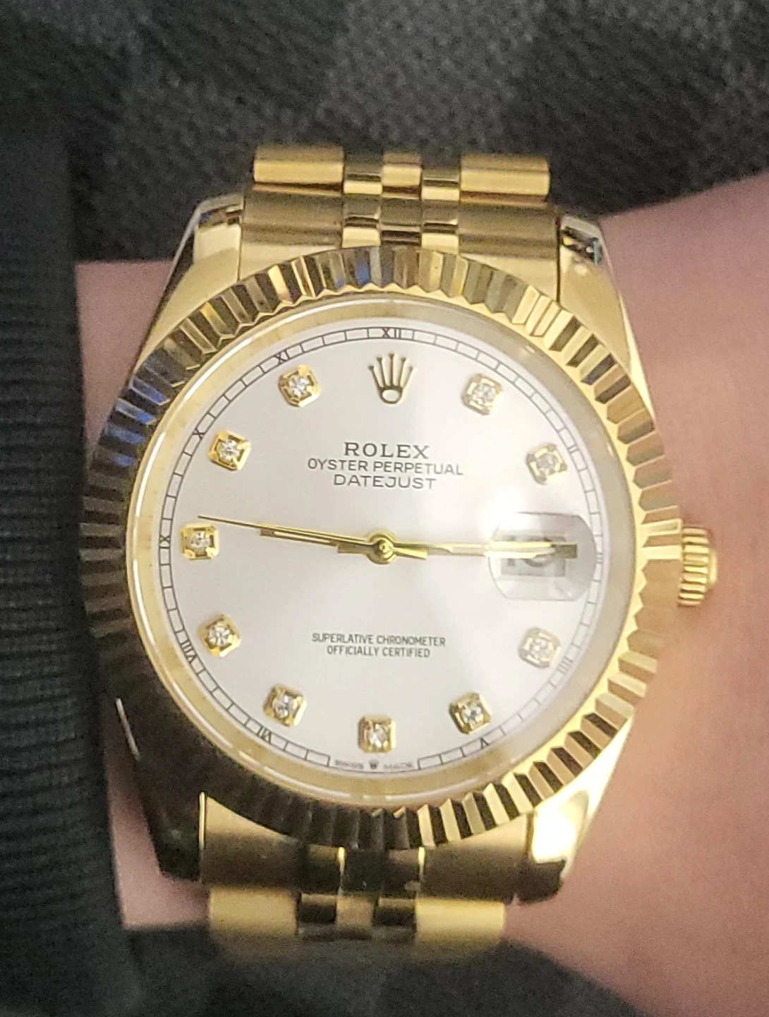 Rolex Oyster Perpetual Datejust Gold Watch with Diamonds