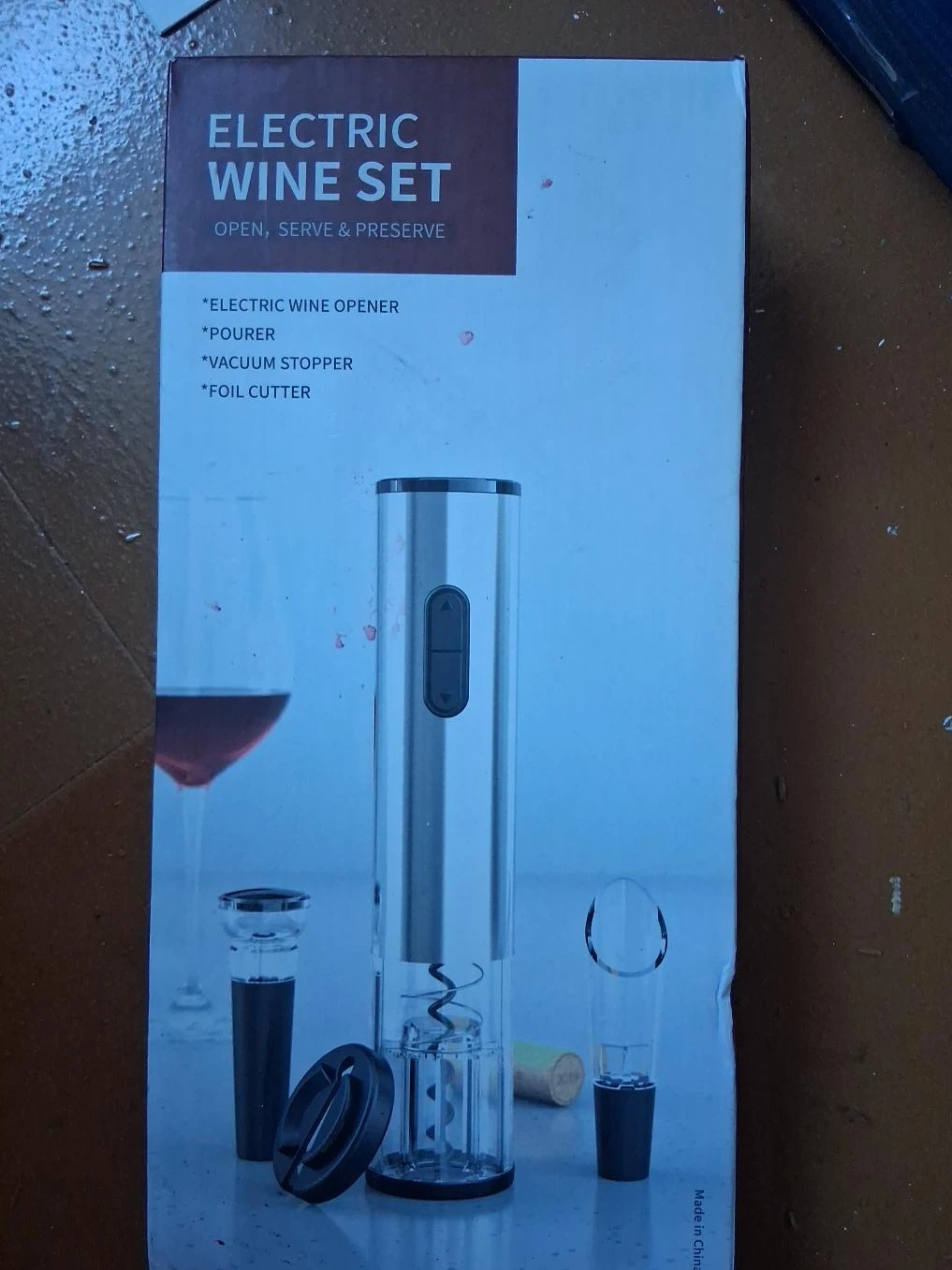 Electric Wine Set with Opener, Pourer, Stopper & Foil Cutter