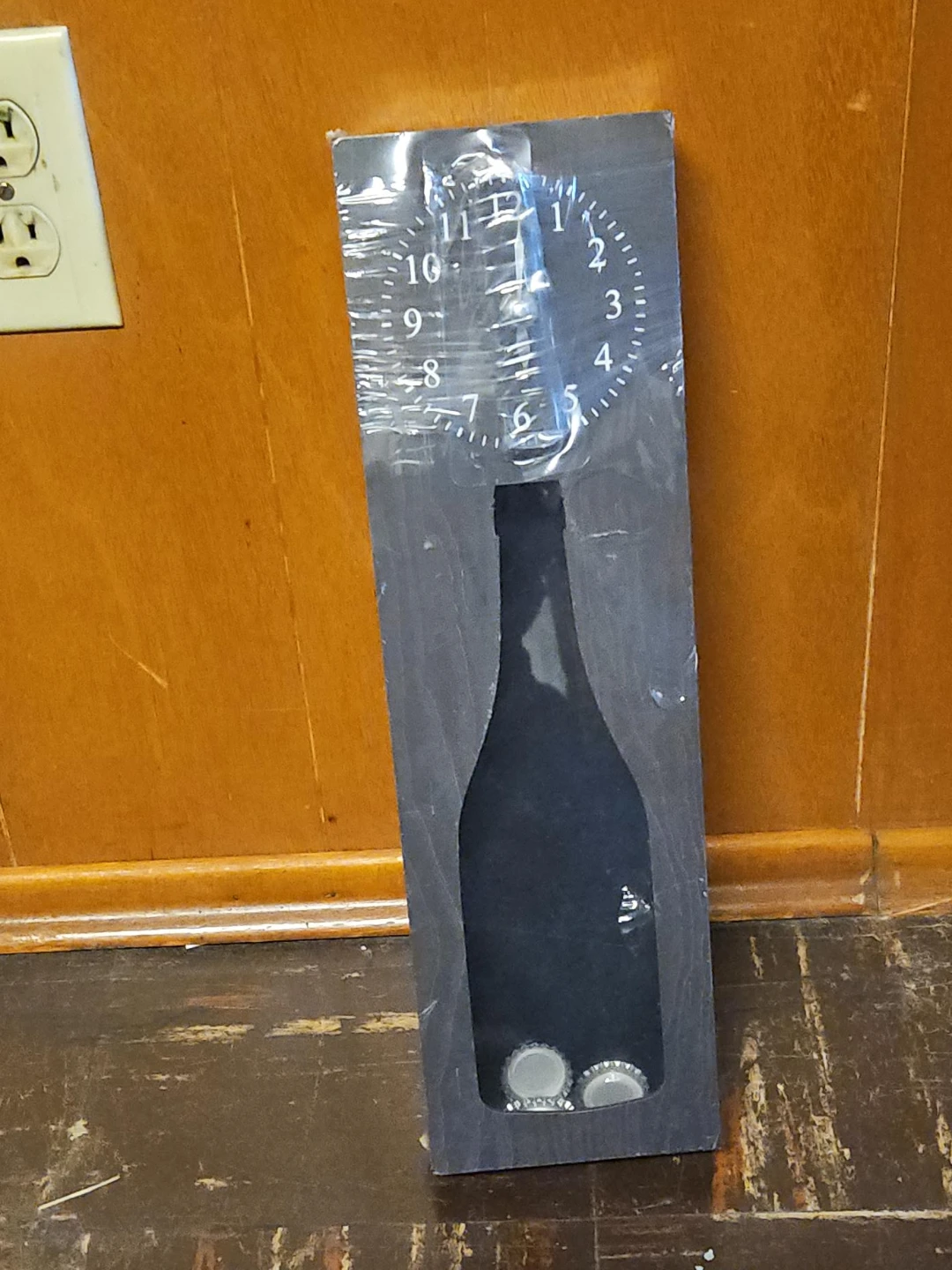 Bottle Shaped Wall Clock with Bottle Cap Holder
