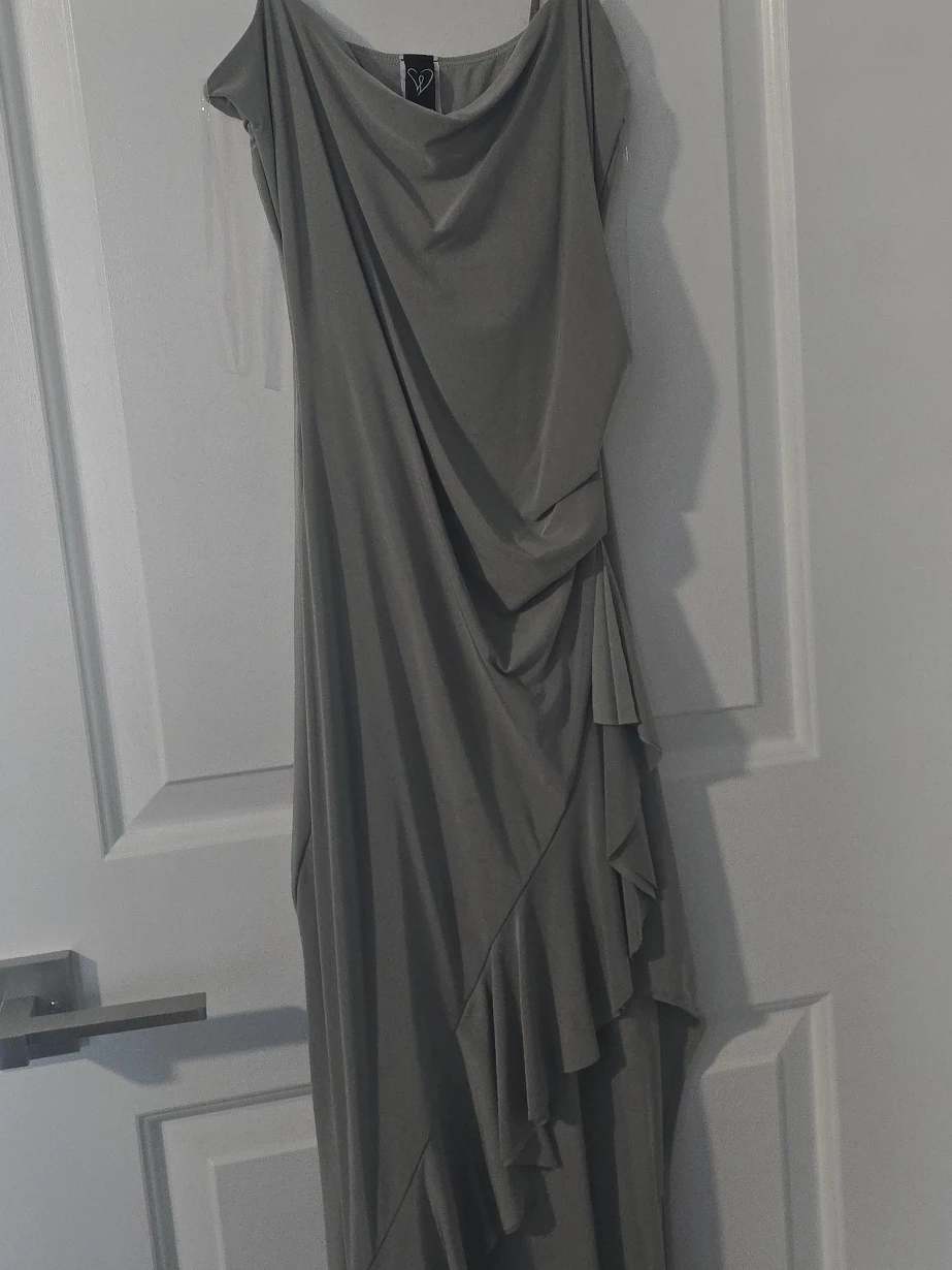 Grey Draped Maxi Dress - winsor