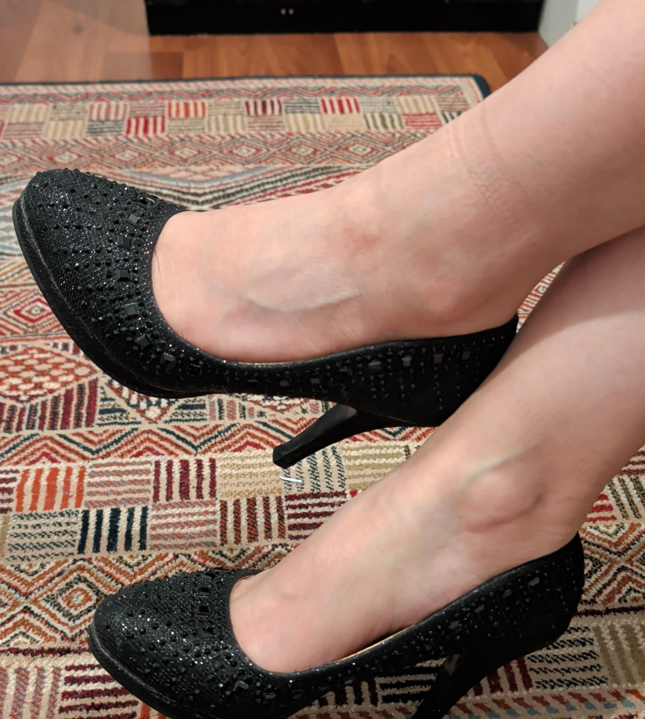 FASTESTY Black Embellished Heels Size 37