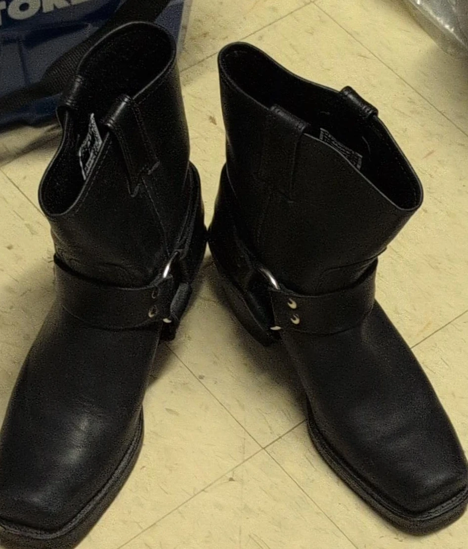 FRYE Black Leather Harness Boots