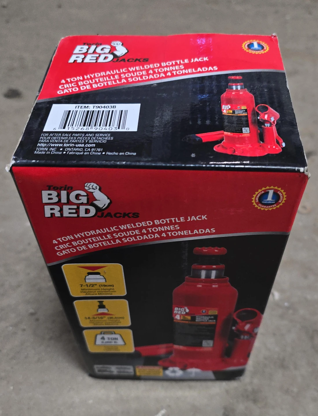 Big Red 4 Ton Hydraulic Welded Bottle Jack T90403B