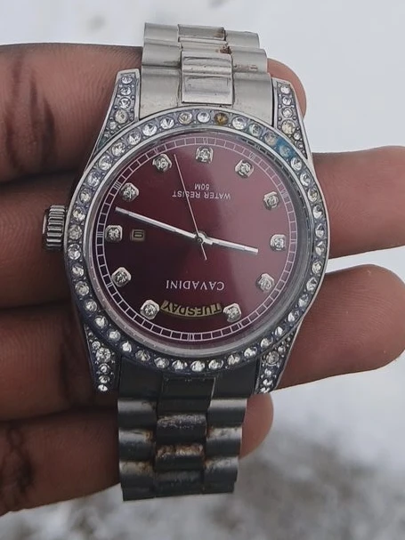 Cavadini Men's Watch with Diamond Bezel