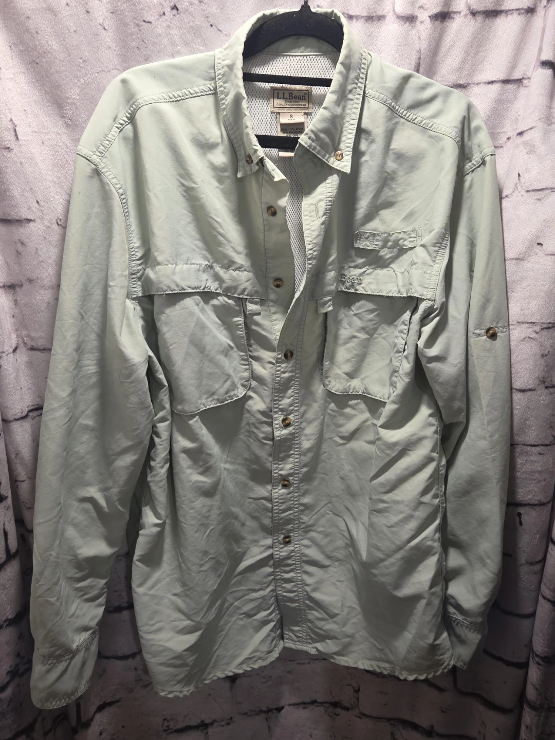 L.L.Bean Men's Light Green Fishing Shirt
