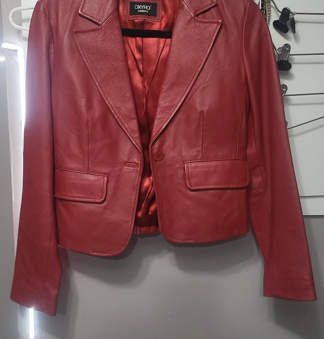 Oxy'Ho Red Leather Blazer Jacket